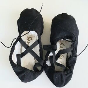 Halloween Canvas Ballet Slippers Sansha Pro 7W Black Drawstring Net Bag